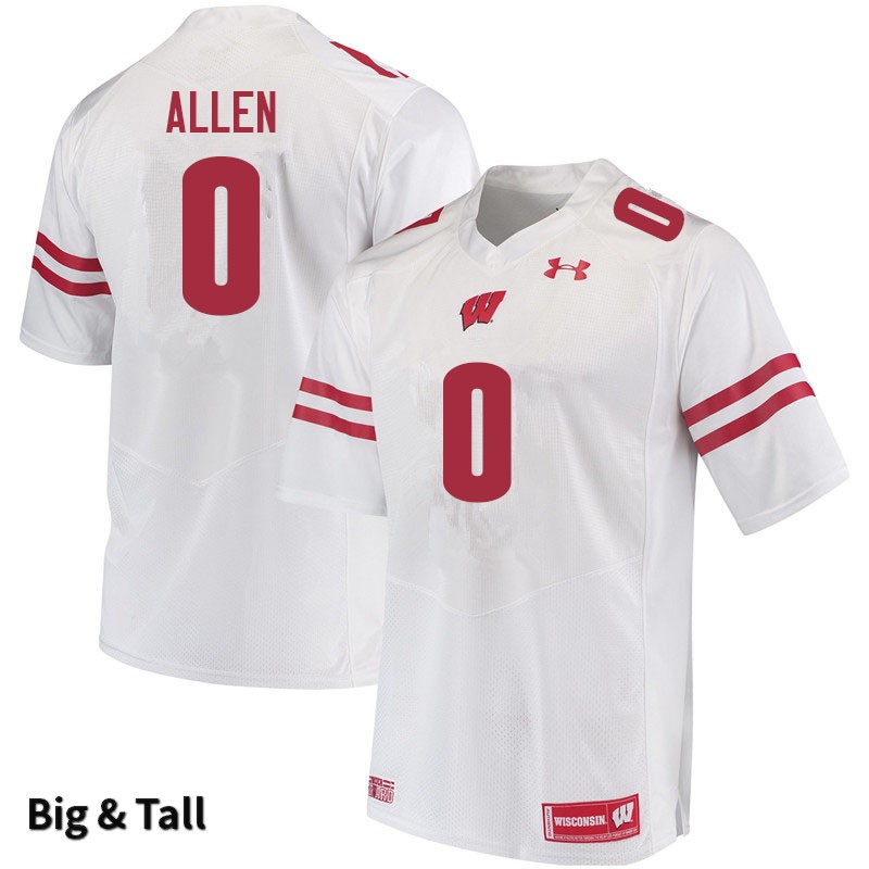 Wisconsin Badgers Men's #0 Braelon Allen NCAA Under Armour Authentic White Big & Tall College Stitched Football Jersey MI40O58XH